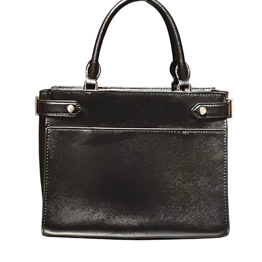 Kate Spade New York Black Saffiano Leather Small Satchel Crossbody Bag Gold Logo